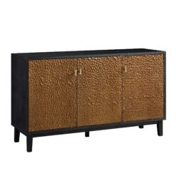 Bianca Chip Carved 3 Door Sideboard, Antique Bronze & Black 16 Bianca Chip Carved 3 Door Sideboard, Antique Bronze & Black -Best Furniture Shop XXSB 009 GOLD BLACK WB2