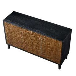 Bianca Chip Carved 3 Door Sideboard, Antique Bronze & Black 18 Bianca Chip Carved 3 Door Sideboard, Antique Bronze & Black -Best Furniture Shop XXSB 009 GOLD BLACK WB4