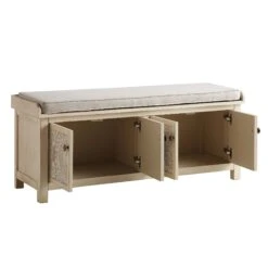 Chantilly Whitewashed Carved Storage Bench -Best Furniture Shop XXST 016 WHITEWASH WB3