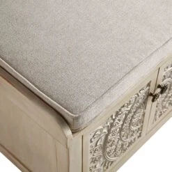 Chantilly Whitewashed Carved Storage Bench -Best Furniture Shop XXST 016 WHITEWASH detail2