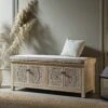 Chantilly Whitewashed Carved Storage Bench
