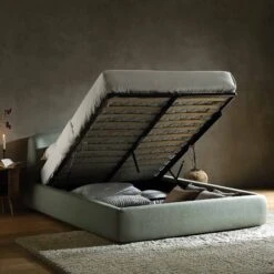 Constance Winged Headboard Ottoman Storage Bed, Olive Linen -Best Furniture Shop ZD 2182 OLIVE LIN scene2