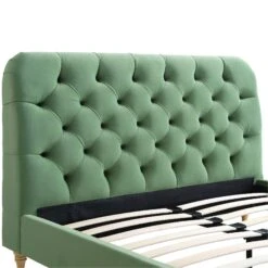 Leamington Deep-Buttoned Upholstered Bed, Meadow Green Velvet -Best Furniture Shop ZX 1063 CUCU VEL detail1