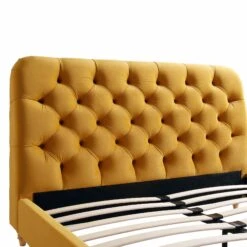 Leamington Deep-Buttoned Upholstered Bed, Turmeric Yellow Velvet 24 Leamington Deep-Buttoned Upholstered Bed, Turmeric Yellow Velvet -Best Furniture Shop ZX 1063 MUST VEL detail1