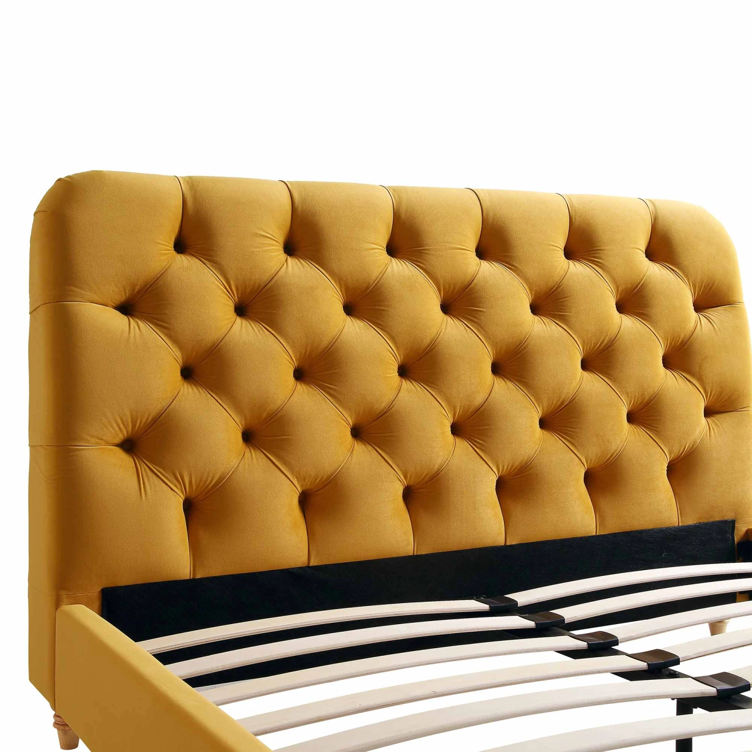 Leamington Deep-Buttoned Upholstered Bed, Turmeric Yellow Velvet 10 Leamington Deep-Buttoned Upholstered Bed, Turmeric Yellow Velvet - Image 10