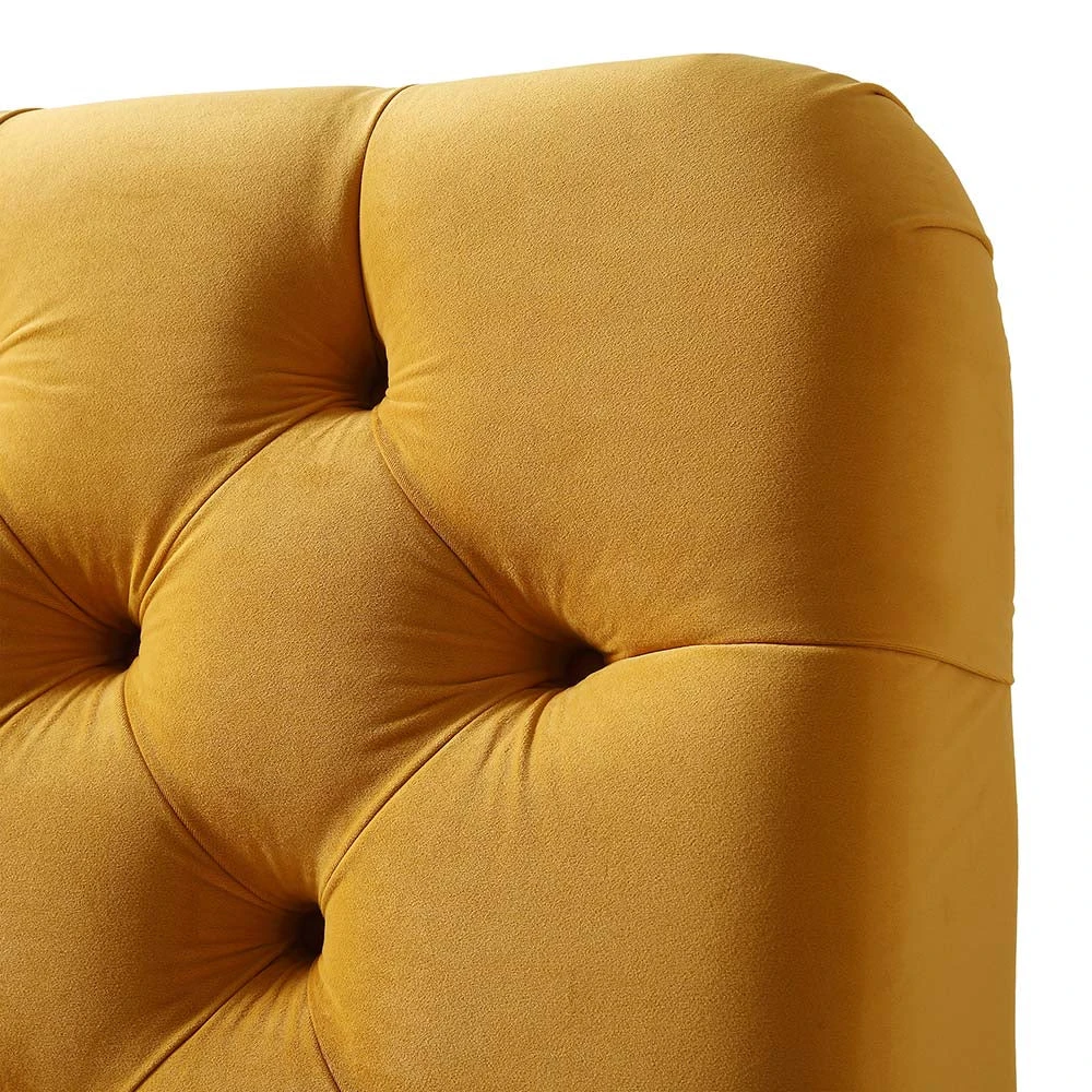 Leamington Deep-Buttoned Upholstered Bed, Turmeric Yellow Velvet 11 Leamington Deep-Buttoned Upholstered Bed, Turmeric Yellow Velvet - Image 11