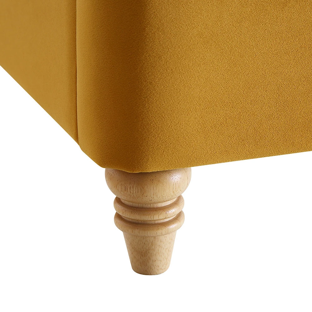 Leamington Deep-Buttoned Upholstered Bed, Turmeric Yellow Velvet 14 Leamington Deep-Buttoned Upholstered Bed, Turmeric Yellow Velvet - Image 14