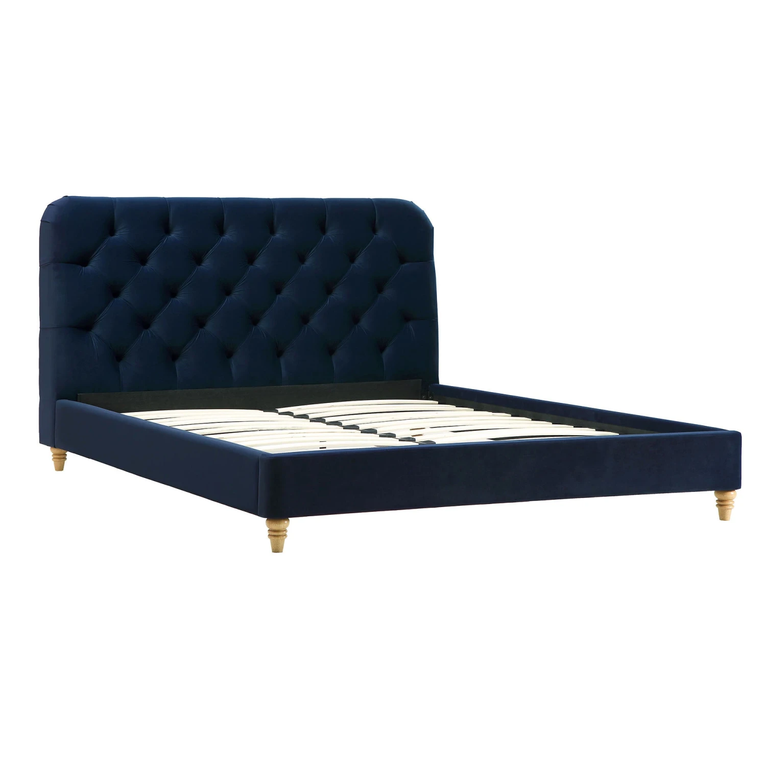 Leamington Deep-Buttoned Upholstered Bed, Midnight Blue Velvet 6 Leamington Deep-Buttoned Upholstered Bed, Midnight Blue Velvet - Image 6