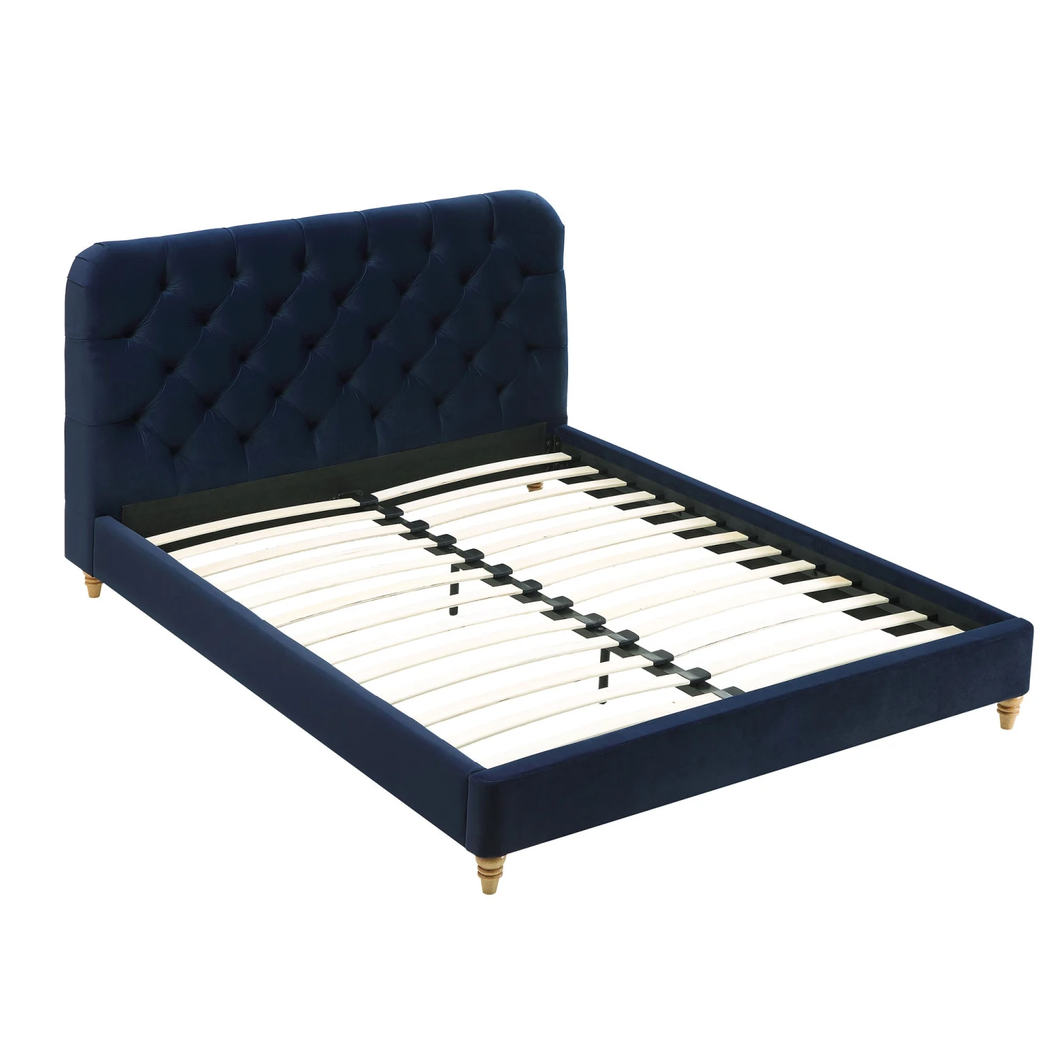 Leamington Deep-Buttoned Upholstered Bed, Midnight Blue Velvet 7 Leamington Deep-Buttoned Upholstered Bed, Midnight Blue Velvet - Image 7