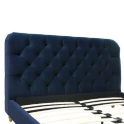Leamington Deep-Buttoned Upholstered Bed, Midnight Blue Velvet 24 Leamington Deep-Buttoned Upholstered Bed, Midnight Blue Velvet -Best Furniture Shop ZX 1063 NAVY VEL detail1