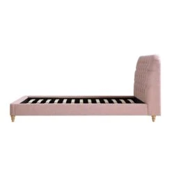 Leamington Deep-Buttoned Upholstered Bed, Rosewater Pink Fabric -Best Furniture Shop ZX 1063 PALEPINK FAB WB4
