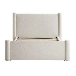 Galerie Beige Boucle Pillar Upholstered Bed -Best Furniture Shop ZX 2180 BEIGE BOUCLE D WB2