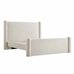 Galerie Beige Boucle Pillar Upholstered Bed -Best Furniture Shop ZX 2180 BEIGE BOUCLE D WB3