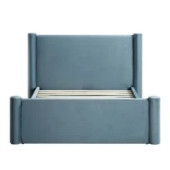Galerie Misty Blue Velvet Pillar Upholstered Bed -Best Furniture Shop ZX 2180 BLUEGREY VEL WB2