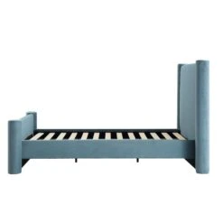 Galerie Misty Blue Velvet Pillar Upholstered Bed -Best Furniture Shop ZX 2180 BLUEGREY VEL WB4