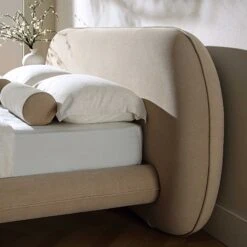 Elystan Oval Headboard Upholstered Bed, Warm Beige Fabric 18 Elystan Oval Headboard Upholstered Bed, Warm Beige Fabric -Best Furniture Shop ZX 2181 BEIGE FAB scene3