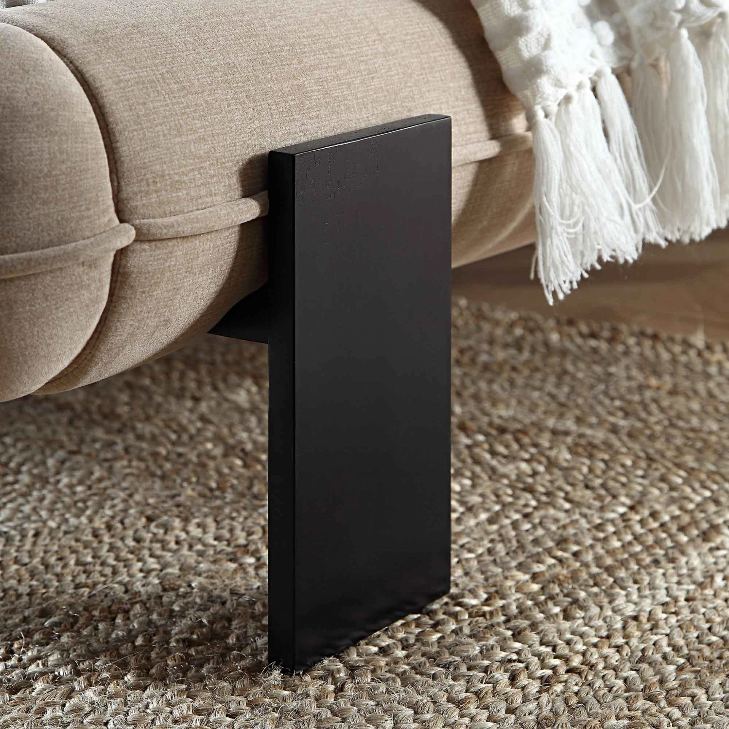 Elystan Oval Headboard Upholstered Bed, Warm Beige Fabric 5 Elystan Oval Headboard Upholstered Bed, Warm Beige Fabric - Image 5