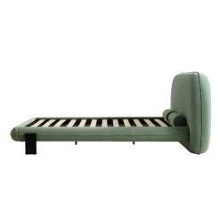 Elystan Oval Headboard Upholstered Bed, Olive Green Fabric -Best Furniture Shop ZX 2181 GREEN FAB WB4