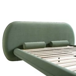 Elystan Oval Headboard Upholstered Bed, Olive Green Fabric -Best Furniture Shop ZX 2181 GREEN FAB detail1