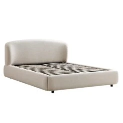 Constance Winged Headboard Ottoman Storage Bed, Beige Linen -Best Furniture Shop ZX 2182 BEIGE LIN WB1