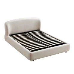 Constance Winged Headboard Ottoman Storage Bed, Beige Linen -Best Furniture Shop ZX 2182 BEIGE LIN WB3