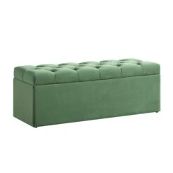 Leamington Deep-Buttoned Ottoman Storage Bench, Meadow Green Velvet 17 Leamington Deep-Buttoned Ottoman Storage Bench, Meadow Green Velvet -Best Furniture Shop ZX 2183 CUCU VEL WB1