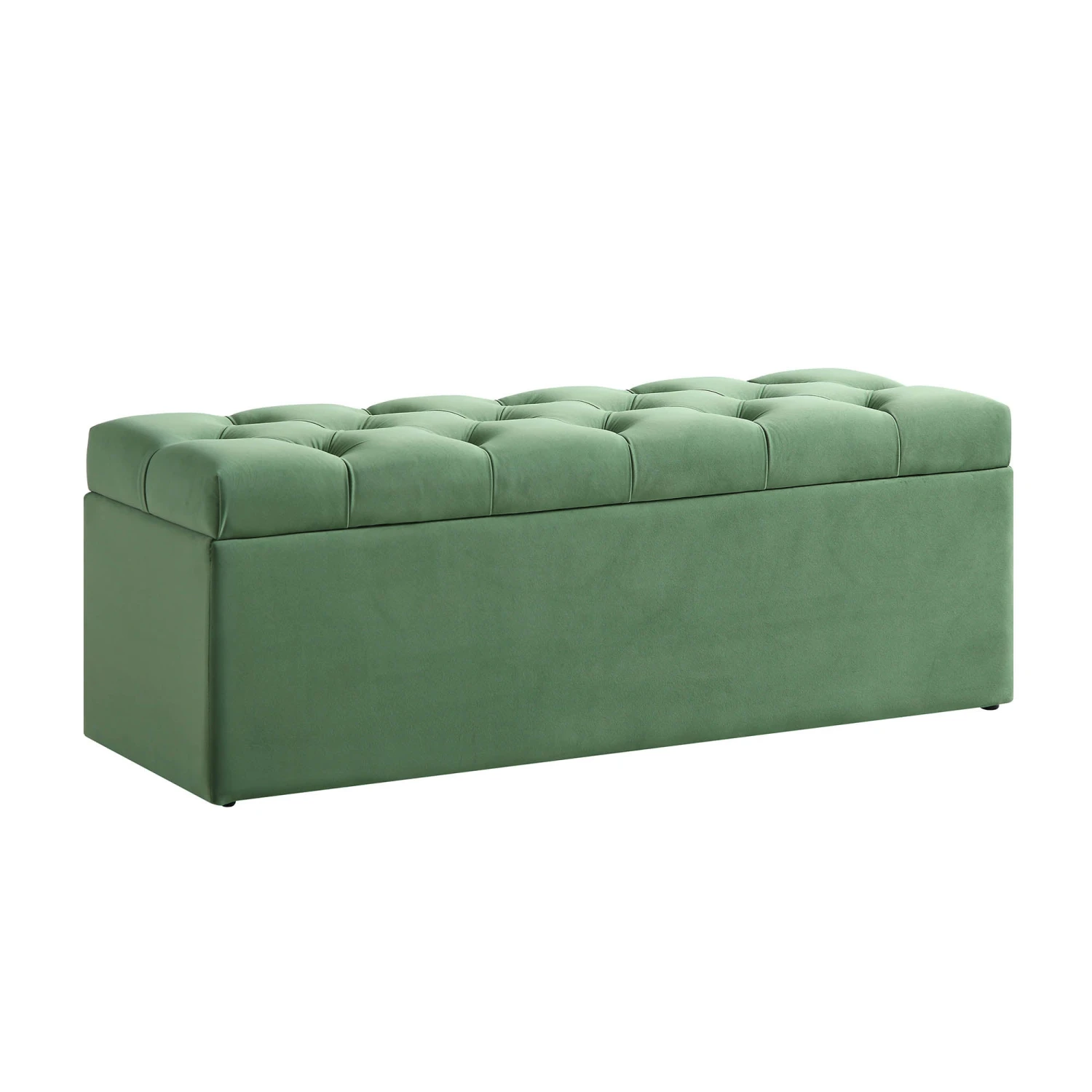 Leamington Deep-Buttoned Ottoman Storage Bench, Meadow Green Velvet 7 Leamington Deep-Buttoned Ottoman Storage Bench, Meadow Green Velvet - Image 7