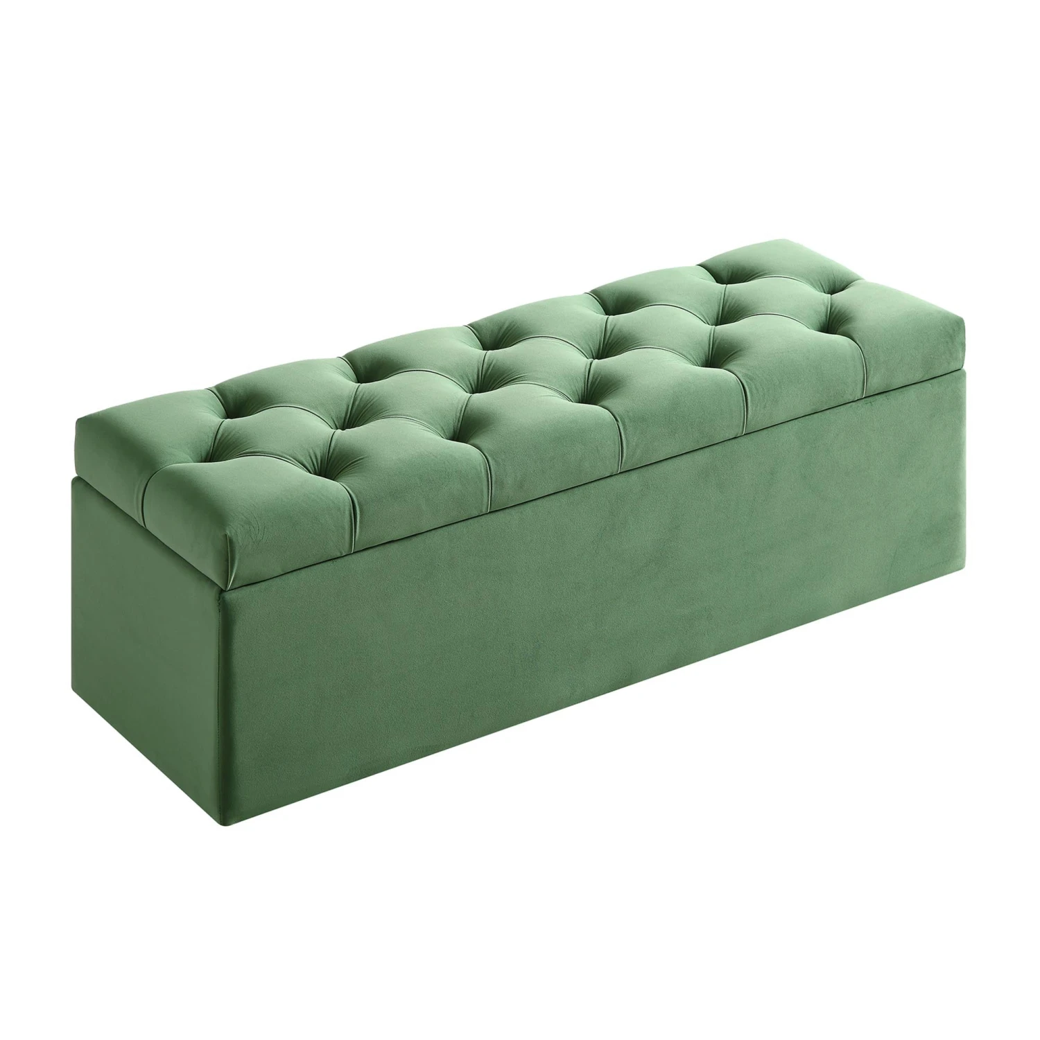 Leamington Deep-Buttoned Ottoman Storage Bench, Meadow Green Velvet 6 Leamington Deep-Buttoned Ottoman Storage Bench, Meadow Green Velvet - Image 6
