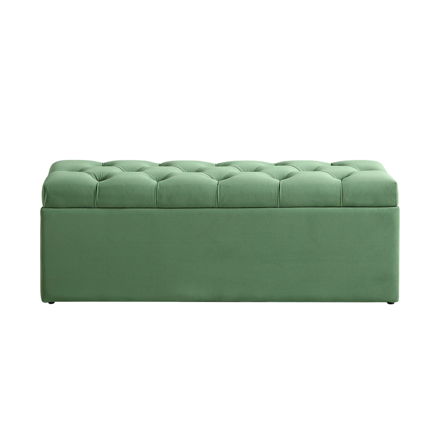 Leamington Deep-Buttoned Ottoman Storage Bench, Meadow Green Velvet 4 Leamington Deep-Buttoned Ottoman Storage Bench, Meadow Green Velvet - Image 4