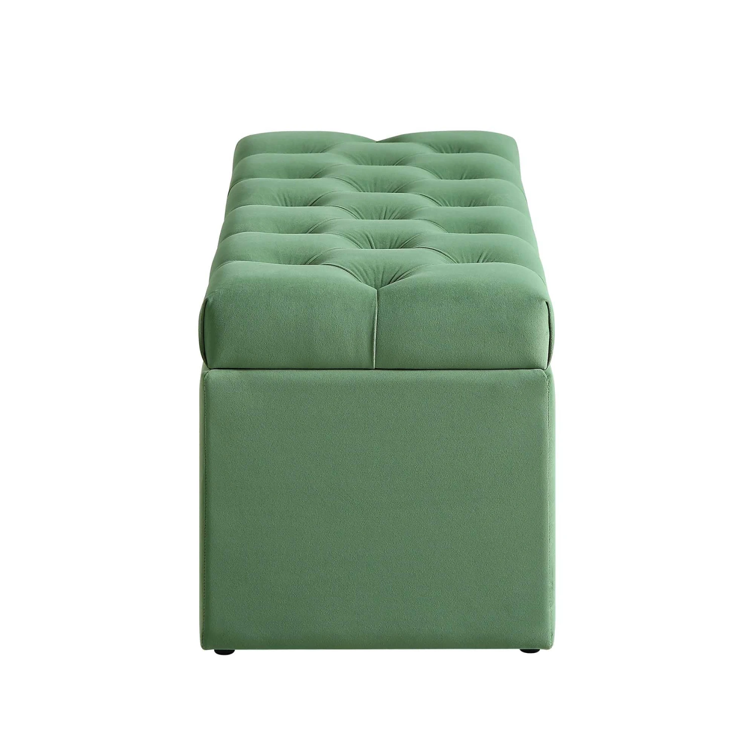 Leamington Deep-Buttoned Ottoman Storage Bench, Meadow Green Velvet 9 Leamington Deep-Buttoned Ottoman Storage Bench, Meadow Green Velvet - Image 9