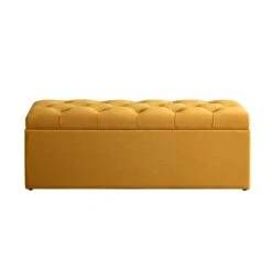 Leamington Deep-Buttoned Ottoman Storage Bench, Turmeric Yellow Velvet 14 Leamington Deep-Buttoned Ottoman Storage Bench, Turmeric Yellow Velvet -Best Furniture Shop ZX 2183 MUST VEL WB1