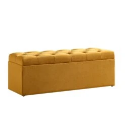 Leamington Deep-Buttoned Ottoman Storage Bench, Turmeric Yellow Velvet 17 Leamington Deep-Buttoned Ottoman Storage Bench, Turmeric Yellow Velvet -Best Furniture Shop ZX 2183 MUST VEL WB2