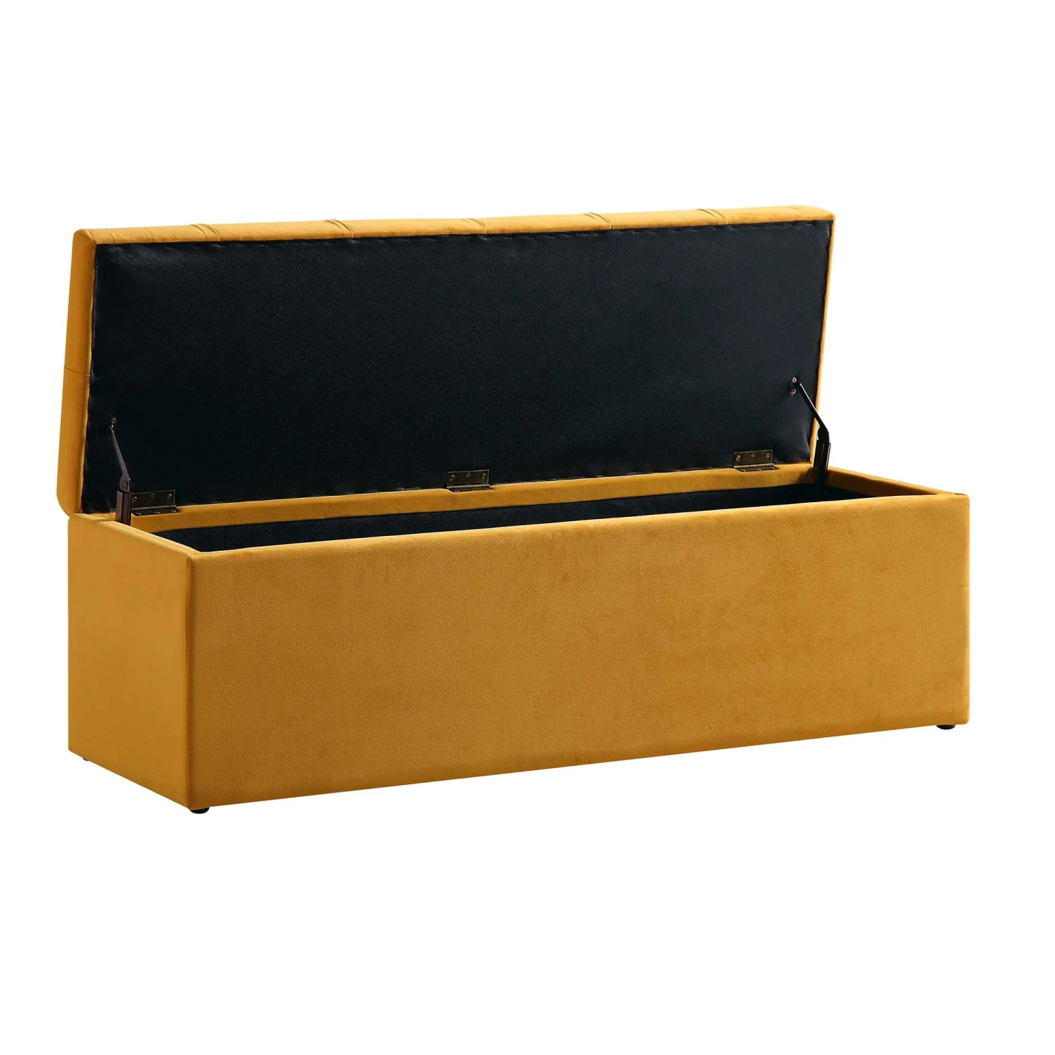 Leamington Deep-Buttoned Ottoman Storage Bench, Turmeric Yellow Velvet 8 Leamington Deep-Buttoned Ottoman Storage Bench, Turmeric Yellow Velvet - Image 8