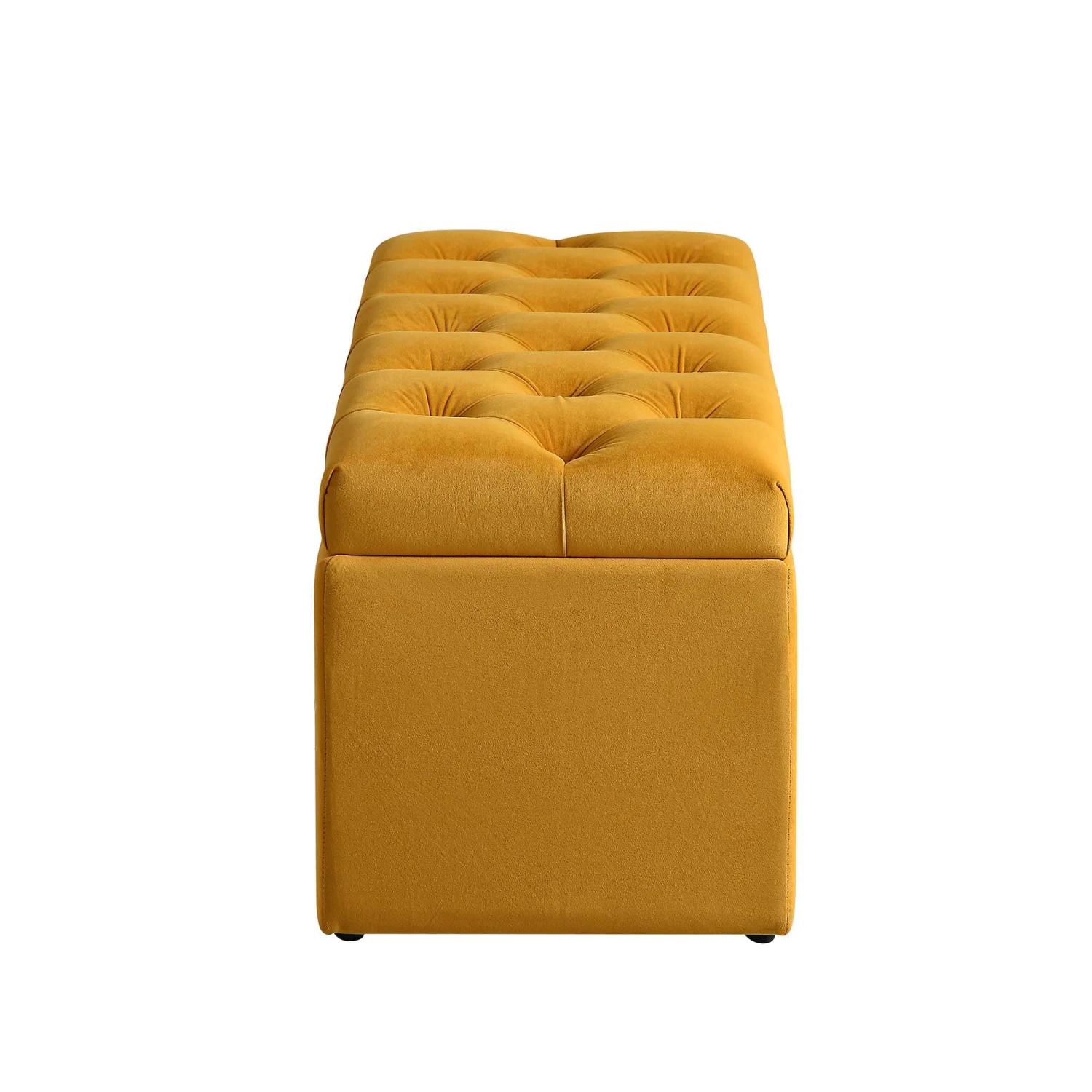 Leamington Deep-Buttoned Ottoman Storage Bench, Turmeric Yellow Velvet 9 Leamington Deep-Buttoned Ottoman Storage Bench, Turmeric Yellow Velvet - Image 9