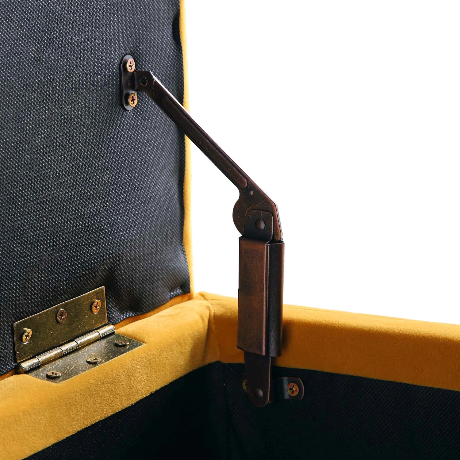 Leamington Deep-Buttoned Ottoman Storage Bench, Turmeric Yellow Velvet 11 Leamington Deep-Buttoned Ottoman Storage Bench, Turmeric Yellow Velvet - Image 11