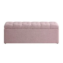 Leamington Deep-Buttoned Ottoman Storage Bench, Rosewater Pink Fabric -Best Furniture Shop ZX 2183 PALEPINK FAB WB3