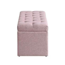 Leamington Deep-Buttoned Ottoman Storage Bench, Rosewater Pink Fabric -Best Furniture Shop ZX 2183 PALEPINK FAB WB5