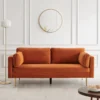 Pelham Orange Velvet Fabric Sofa