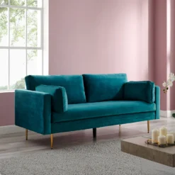 Pelham Teal Blue Velvet Fabric Sofa 17 Pelham Teal Blue Velvet Fabric Sofa -Best Furniture Shop c4757