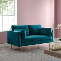 Pelham Teal Blue Velvet Fabric Sofa 20 Pelham Teal Blue Velvet Fabric Sofa -Best Furniture Shop c4761