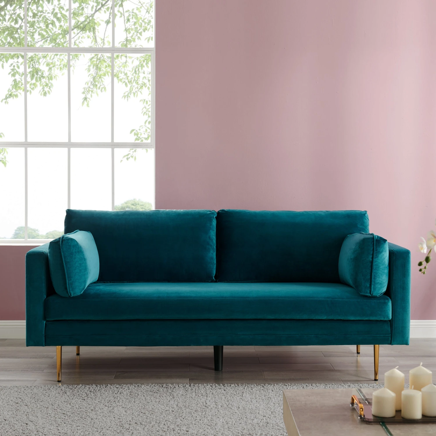 Pelham Teal Blue Velvet Fabric Sofa 1 Pelham Teal Blue Velvet Fabric Sofa