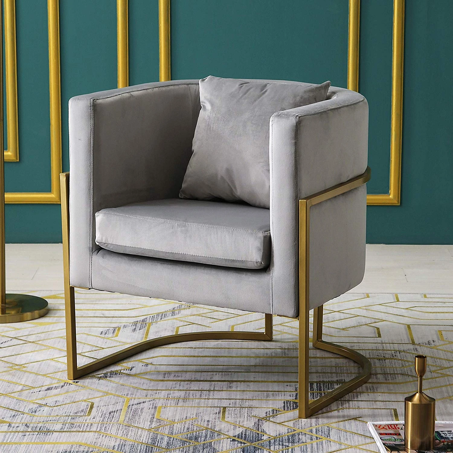 Gracie Accent Chair In Grey Velvet 1 Gracie Accent Chair In Grey Velvet