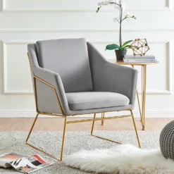 Hedy Accent Chair In Grey Velvet