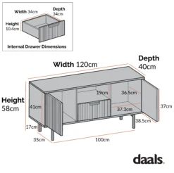 Richmond Ridged 120cm Wide TV Media Unit, Matte Black 16 Richmond Ridged 120cm Wide TV Media Unit, Matte Black -Best Furniture Shop dimensional drawings NOV 2022 BSD 106