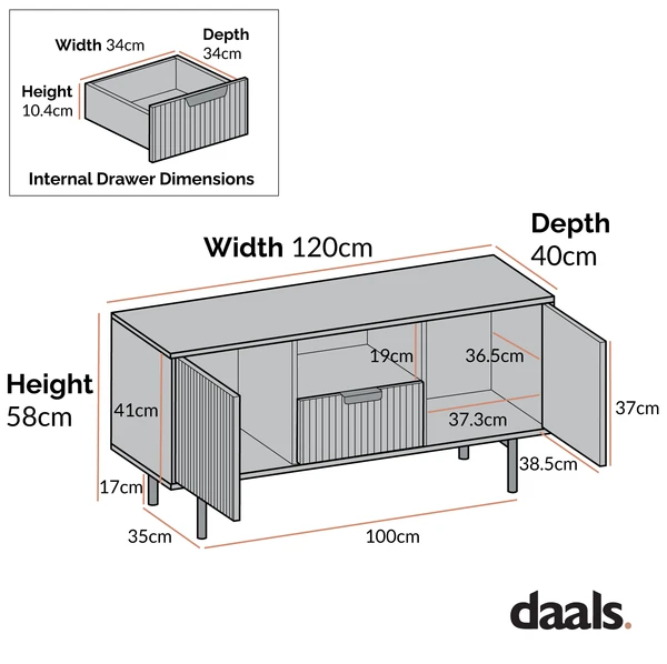 Richmond Ridged 120cm Wide TV Media Unit, Matte Taupe 5 Richmond Ridged 120cm Wide TV Media Unit, Matte Taupe - Image 5