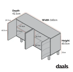 Moriko Extra Wide 4 Door Sideboard, 160 Cm -Best Furniture Shop dimensional drawings NOV 2022 BSD 110