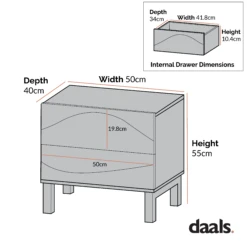 Moriko 2 Drawer Bedside Table -Best Furniture Shop dimensional drawings NOV 2022 BSD 113