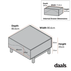 Moriko 2 Drawer Coffee Table -Best Furniture Shop dimensional drawings NOV 2022 BSD 114